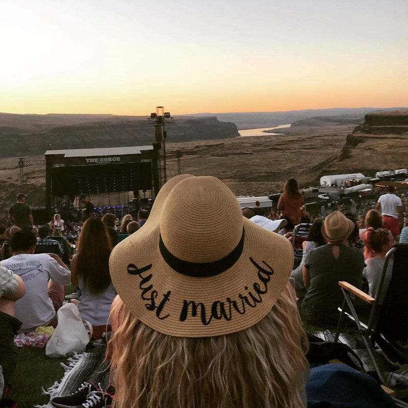 Funky Junque Women's Just Married Honeymoon Hat Bride Squad Hats UPF 50 Floppy Sun Hat Bachelorette Party Accessory - A Just Married - Image 2